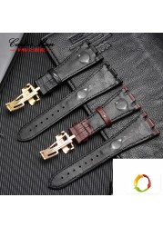 Watch Band for AP Straps 28mm Black | Blue 100% Genuine Leather Handmade Watch Strap with Steel Deploying Buckle Wristband Strap