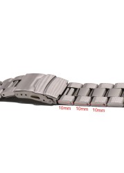 Rolamy 22mm Top Luxury 316L Steel Solid Curved End Solid Links Replacement Watch Band Strap Bracelet Double Push Clasp For Seiko