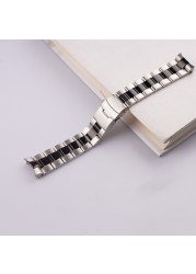 Rolamy 22mm 316L Steel Solid Curved End Oyster Watch Band Bracelet For Seiko SKX007/009