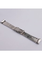 22mm Silver Jubilee Bracelet Watch Band Solid Curved End Links Strap Bracelet Double Push Clasp For Seiko 5 SRPD53K1 SKX007