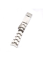 Rolamy 20 21mm Stainless Steel Solid Curved End Screw Links Wristband Watch Band for Rolex Oyster Submariners