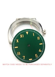 Watch Parts 37mm California Manual Winding Green Watch Literally Aseptic Dial For ETA 6497 ST3600 Luminous Movement