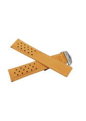 Rolamy 20 22mm Light Brown Real Calf Suede Leather Vintage Replacement Wrist Leather Watch Band Strap with Clasp for Tag Heuer