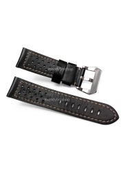 CARLYWET - Genuine leather watch strap, strap 22, 24, 26 mm, black and brown, antique watch strap with soft buckle for RADIOMIR