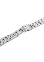 Rolamy 20 22mm Silver Brushed Hollow Curved End Solid Links Replacement Watch Band Strap Bracelet Double Push Clasp for Seiko