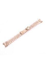 ROLAMIE 20mm 316L Stainless Steel Jubilee Two Tone Rose Gold Wrist Watch Bracelet Strap Solid Screw Links Curved End for Rolex