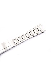 CARLYWET - Polished Steel Watch Band, 20 and 21mm, Replacement Clasp for Watch, Clasp for Rolex, Oyster, Deep Sea