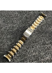 CARLYWET 22mm Silver Middle Gold High Quality 316L Stainless Steel Silver Watch Band Straps watchbands for Tudor Black Bay