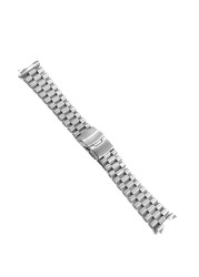 Rolamy 20 22mm Top Quality Silver Hollow Curved End Solid Links Replacement Watch Band Bracelet Double Push Clasp for Seiko