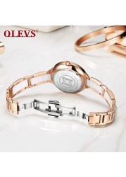 OLEVS Women Watches Fashion Trend Watch for Women Ceramic Strap Brick Dial Luminous Waterproof Quartz Wristwatch Casual Gift Set