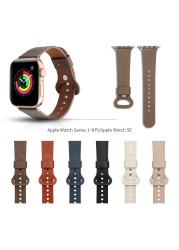 Fashion Thin Leather Band for Apple Watch 38 42mm 40 44mm Pin Watch Band for iWatch Series 6 5 4 3 2 1 SE Replacement Strap