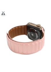 Lebanda Leather Series Strap For iwatch Series 7 6 SE 5 4 3 2 1 Apple Watch Strap Brown Back Two Colors Strap With Magnet Buckle