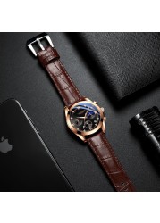 POEDAGAR-Men's Watches, New Fashion, Leather/Stainless Steel, Sports, Luminous, Chronograph, Quartz, 2021