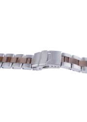 CARLYWET - Metal Replacement Band for Seiko Watches, High Quality Stainless Steel Band, 22mm Double Push Clasp