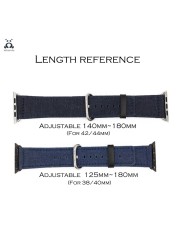 Lebanda Denim Strap Suitable for Apple Watch Series 7 6 SE 5 4 3 Classic Buckle Two Colors Denim Strap Suitable for iWatch 41 45mm