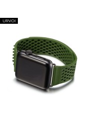 URVOI Fluorelastomer Band for Apple Watch Series 7 6 SE 5 432 Strap for iWatch Soft Silicone Replacement Sport Band No Buckle