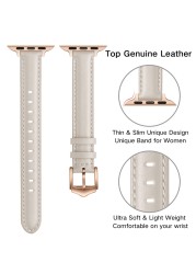 Genuine Leather Wrist Strap for Apple Watch Band 7 6 SE 5 4 3 Bracelet for iWatch Series 41mm 45mm 38mm 40/42mm 44mm Wristbands