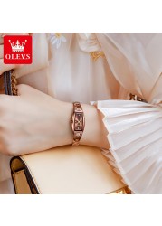 OLEVS Luxury Brand Red Tungsten Steel Wrist Watches Women Fashion Waterproof Quartz Wristwatch Casual Lady Female Wristwatch