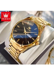 OLEVS Men's Watches Water Resistant Stainless Steel Gold Color Luxury Brand Quartz Men Wrist Watches