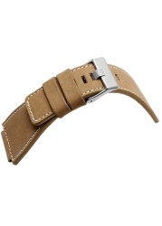 3mm thick genuine leather watch strap, black, yellow, red and brown, silver pin buckle, 34mm*24mm