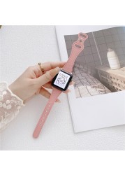 Fashion Leather Band for Apple Watch 40 44mm Slim Waist Watch Band 38 42mm for iWatch Series 6 5 4 3 2 1 SE Accessories Strap