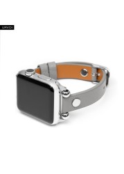 URVOI Leather Strap for Apple Watch Series 7 6 SE 5 4 3 2 1 Ultra-thin Strap Fashion Design Pin Buckle for iWatch 41 45mm