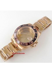 40mm Rotbeer ceramic bezel sapphire watch glass case fit NH35 NH36 2824 2836 Miyota 8215 8205 moveent