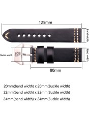 Genuine Leather Watch Band Strap with Metal Skull Buckle 20mm 22mm 24mm Brown Yellow Blue Watchband Women Men Cowhide Strap