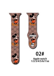 Disney Solo Strap Loop For Apple Watch Band 44mm 40mm 38mm 42mm Mickey Minnie Silicone Bracelet iwatch 6 5 4 3 SE 7 45mm 41mm