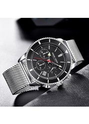 Men's Watch Automatic Date Japanese Watch Movement Quartz Watches 30M Waterproof Wristwatches Chronograph Watch Relogio Masculino