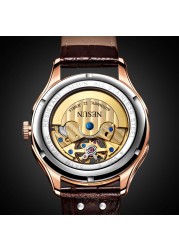 NESUN Automatic Mechanical Watch Luxury Fashion Sport Tourbillon Wristwatch Men Waterproof Hollow Out Energy Storage Clock