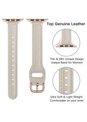 Leather Watch Wrist Strap for Apple Watch Series Band 7 6 4 5 3 SE Bracelet for iWatch 41mm 45mm 38mm 42mm 40mm 44mm Watchbands