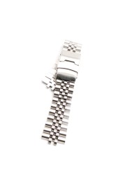 CARLYWET - 22mm Silver Jubilee Watch Band, Hollow Curved Tip, Solid Stainless Steel Screw Links, Silver for Seiko SKX 007