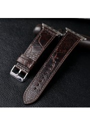 Handmade ostrich foot leather strap watches suitable for Iwatch7 6 5 se 44mm 45mm black brown high-end South African bracelet