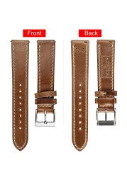 High Quality Horween Genuine Leather Straps Brown Soft Wrap Handmade Horse Leather Watch Strap 18mm 20mm 22mm