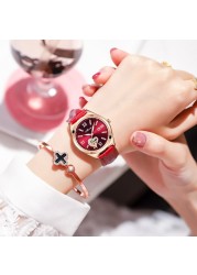 2022 Ladies Luxury Wristwatches Waterproof Diamond Female Watch Leather Waterproof Fashion Women's Watches Relogio Feminino