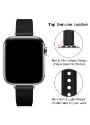 Slim Leather Watch Strap for Apple Watch Series Band 7 6 4 5 3 SE Bracelet for iWatch 41mm 45mm 38mm 42mm 40mm 44mm Wristbands