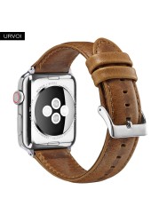 URVOI Strap for Apple Watch Series 7 6 SE 5 4 3 2 Leather Strap for iwatch Genuine Top Layer Classic Buckle Arm Band Wrist Strap