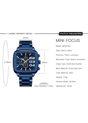 MINI FOCUS Men's Business Quartz Watch Stainless Steel Luxury Brand Luminous Multifunction Waterproof Male Watch + Box