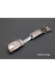 Polished Stainless Steel Watch Buckle Deployment Buckle Silver Brushed Stainless Steel Bracelet Rubber Strap 16mm x 9mm