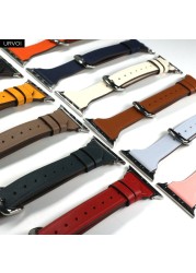 URVOI Leather Strap for Apple Watch Series 7 6 SE 5 4 3 2 T-shaped Ultra-thin Wrist Strap Fashion Design Strap for iWatch 41 45mm