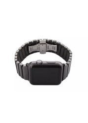 URVOI Link Bracelet for Apple Watch 7 6 SE 5 4 3 2 1 Band Space Ceramic Strap for iWatch 40 41 44 45mm Color White Black