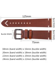 Oil Wax Genuine Leather Watch Band Handmade Cowhide Strap Women Men 18mm 20mm 22mm 24mm Quick Release Vintage Strap Accessories