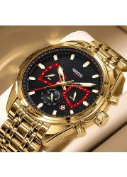NIBOSI Mens Watches Luxury Brand Waterproof Wristwatch Chronograph Quartz Watch for Men Automatic Date Relogio Masculino