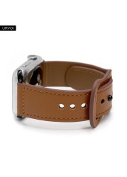 URVOI Leather Strap for Apple Watch Series 7 6 SE 5 4 3 2 Sports Hand-made Wrist Strap Double Holes Pin for iWatch 40 41 44 45mm