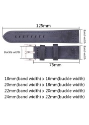 Cowhide Watches 18 20 22 24mm Women Men Quick Release For Samsung Gear S3 Genuine Leather Vintage Band Watch Strap