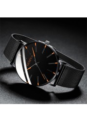 Men Watches 2021 Luxury Male Elegant Ultra Thin Watch Men Business Stainless Steel Mesh Quartz Watch Relogio Masculino Hot Sale