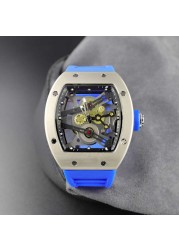 2021 Brand RM Casual Men's Watch Sports Wristwatch Man Carbon Cellulosic Watches Fashion Silicone Woman Quartz Hollow Out Watches