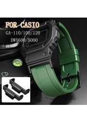 For Casio For G-SHOCK GA-110 GA-100 DW-5600 6900 GA-2100 Watch Strap Fluorine Rubber Watchband With Connector Adapters 16mm