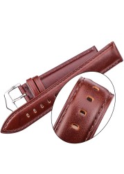 Genuine Leather Watch Band Bracelet Women Men Brown Black Smooth Soft Cowhide Leather Strap Accessories 18 19 20 21 22 24mm Watchband